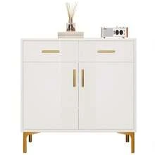 Sideboard White With Storage With Drawers With Doors Made Of Wood For Dining Room And Living Room - White - View 7
