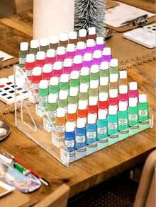 Vowcarol 3/5/7 Tier Transparent Acrylic Paint Storage Rack - Transparent Trapezoid Display Stand Suitable For Handicrafts And Artwork Storage. Lipstick. Perfume. Cosmetics. Display Stand. Multi-Functional - Multicolor - View 3