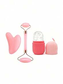 1/3pcs Facial Ice Roller Beauty Massage Set: Ice Roller + Gua Sha Board + Ice Cube Tray, Suitable For Eyes, Neck And Face, Ice Facial Roller Mold, Skincare Tool - Multicolor - View 14