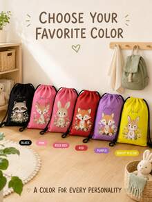 Customized Wildlife Zoo Animal Name Drawstring Bag - Personalized Zoo Text Backpack, Suitable For Picnics, Unique Gift Bags, Can Be Used As Birthday Party, Baby Shower Gifts And Customized Birthday Presents - Multicolor - View 6