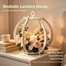 1pc Wooden Lantern Decorative Empty Frame, Ins Style Candle Holder Aromatherapy Tray, Wedding Bridal Room Dining Table Living Room Desktop Atmosphere Decor Ornament, Holiday Photo Backdrop Prop, Centerpiece Decoration (Candles And Flowers Not Included) - View 2