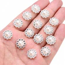 50pcs Shiny Rhinestone Flatback Cabochon Bease White Pearl Flower Patch Beads For DIY Jewelry Making Supplies Women Hair Accessories - Small Flowers - View 3