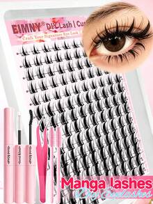 Eimny EIMMY Lash Clusters Kit ,3Style Ultra Lightweight And Comfy, Wispy Fairy Fluffy Eyelash Clusters Anime Cosplay Individual Lash CD Curve 10-16Mm Full Tool Set With Glue, Tweezers, Brushes,Lightweight & Reusable - Multicolor - View 10