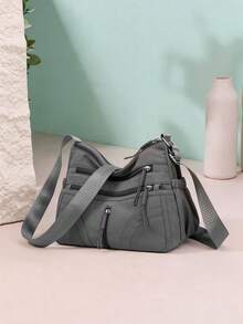 1pc Women's Elegant Solid Color Nylon Fabric Multi-Pocket Crossbody Bag, Minimalist Lightweight Design, Suitable For Shopping, Outdoor, Vacation, Commuting, Work, High-End Mommy Bag - Multicolor - View 8