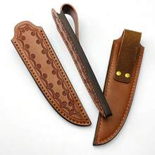 Funda de piel con hoja fija y funda de piel universal, material de cuero vacuno, incluye 1 unidad - A - Ver 5