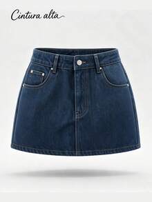 Women Denim Skirts - Navy Blue 2074 - View 12