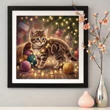 1PC DIY 5D Diamond Painting Kit Christmas Theme Cat Pattern - Round Full Drill Art Mosaic Craft, Home Wall Decor, Unframed - No Frame - View 4