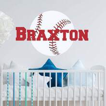 Custom Name Baseball Wall Decal Personalized Vinyl Sticker Monogram Wall Art Room Decor(Sticker Only) - Multicolor - View 3