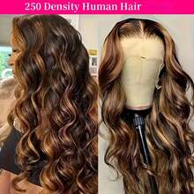 Body Wave Äkta Hårperuker Highlight 4/27 HD Transparent Lace Frontal Peruk 13x6 13x4 Äkta Hår För Kvinnor Förplockad Brasiliansk Peruk - highlight427 - Visa 3