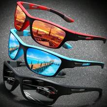 Men's 3-Color Set Wrap-Around Sports Cycling Glasses, Contrast Color Non-Slip Soft Rubber Temples, Iridescent Coated Lenses, Suitable For Cycling, Fishing, Driving, Beach Outdoor - Multicolor - View 7