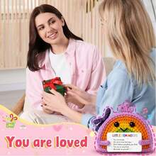 1pc Handmade Crochet Rainbow Figurine With Little Reminders Text Card, Mini Knitted Rainbow Ornament, Small Tabletop Desktop Decor Statue For Home Office Shelf Display, Universal Gift For Friends, Coworkers And Family Members - Multicolor - View 6