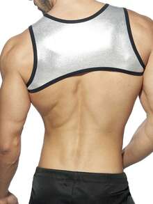 JOCKMAIL 1pc Metal Shiny Sexy Hollow Buckle Elastic Fashion Men's Suspenders Shoulder Straps Sports Underwear Yoga Tank Top - Silver - View 2