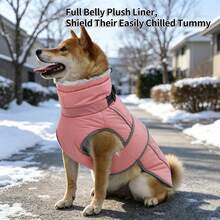 Warm Dog Winter Jacket, Collar With Built-In D-Ring, Reflective High Neck Fleece Vest, Adjustable Cold Weather Snow Jacket, Suitable For Small And Medium-Sized Dogs To Wear - Watermelon Pink - View 4