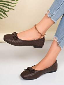 Women's Summer New Fashion Flat Shoes, Hollow-Out Buckle Design, Comfortable Wear, Suitable For Travel, …Vacation, Mother's Day,Ballet Flat - Brown - View 4