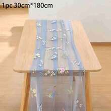 1/3件套刺繡蕾絲四方桌布 派對桌用 花卉花園風輕盈透視桌旗 四季通用 節慶餐桌裝飾 廚房使用 適合婚禮、生日、廚房裝飾 - 藍灰 - 查看 11