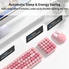 MOFii I Bean Max 2.4G Wireless Keyboard And Mouse Combo, Retro Round Keycaps Silent Set, Macaron Color Portable Office Peripherals, Batteries Not Included - View 5