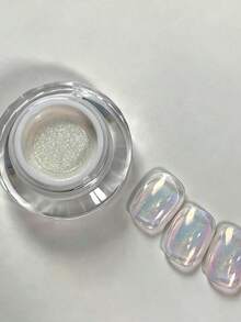 1 Pote 0,2g Pó de Unha Aurora Laser Moonlight com Almofada de Ar, Verão, Ultrafino, Efeito Espelhado Ombré, Glitter para Esfregar, Pigmento Unicórnio, Acompanha Ferramentas de Aplicação - Multicolorido - Visão 4