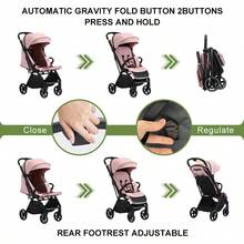 Lightweight Stroller, Portable Stroller, Ideal For Travel, Essential Baby Accessory, Breathable Mesh Fabric, One-Step Folding Stroller - Pink - View 4