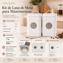 Dupla Potes Galvanizados Herméticos Culinários Recipientes Armazenagem Condimentos Bancada Gourmet - Visão 3