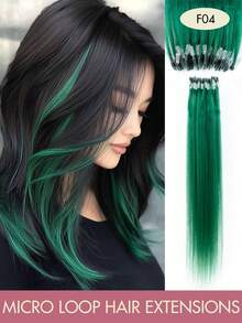 Women's Micro Ring Human Hair Extensions, Rainbow Color 12-20 Inch 30g Straight Hair Micro Bead Extensions, Add Length And Volume, Suitable For Party, Holiday And Daily Hairstyles - Multicolor - View 33