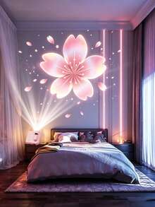 1pc Mini Plastic Projection Lamp, Cherry Blossom Projection Light, 1 Set LED Projection Lamp, Cherry Blossom LED Projection Light, Battery Operated, Suitable For Wall/Ceiling Decoration, Bedside Night Light, Birthday Gift, Party, Gathering, Room Decor, Night Light - Multicolor - View 3