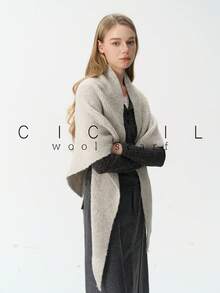 1pc Solid Color Fashion Elegant Lady Style Versatile Wool Knitted Triangle Scarf Shawl For Autumn/Winter Daily Wear - Flower Coffee - View 11