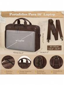 Messenger Bag For Men, 16 Inch Vintage PU Laptop Briefcase - Multicolor - View 6