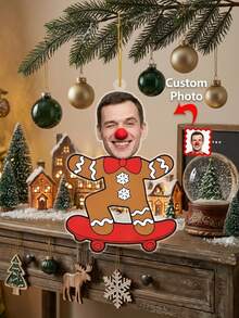 Custom Photo Christmas Ornament Personalized Face Gingerbread Skateboard Acrylic Tree Hanging Decor Secret Santa Gift - Multicolor - View 6