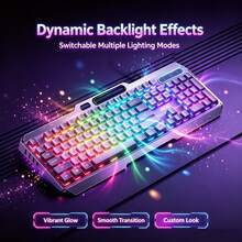AOC Wired Gaming Keyboard Metal Panel Mechanical Feel Backlit Keyboard 26-Key Anti-Ghosting Waterproof Dustproof Full-Size Keyboard For Desktop Laptop Gaming Office Peripheral - View 6