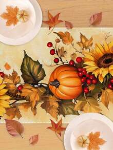 1 pieza Camino de mesa con girasoles, adecuado para decoración de mesa de cosecha de otoño con girasoles & colores cálidos de otoño, camino de mesa rectangular compatible para configuraciones de mesa de Acción de Gracias, se ajusta a mesa de comedor, mesita de noche, mesa de café - Amarillo - Ver 2