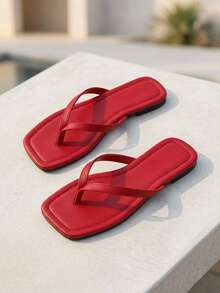 Women Flat Sandals - Red - View 1