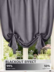 1pc High Blackout Solid Color Curtain With Tie-Up, Privacy Insulation Light Blocking, Adjustable Tie, Rod Pocket Top Design, Suitable For Bedroom, Bathroom, Kitchen, Etc. - Multicolor - View 4