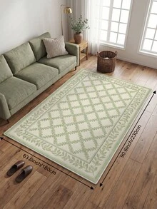 1pc Light Green Floral Plant Living Room Rug, Suitable For Kitchen, Dining Room, Bedroom, Holiday Decor, Indoor/Outdoor, Office, Lobby, Anti-Slip Doormat, Bathroom Rug, Hallway, Study, Gaming Area - Pastel Green - View 13