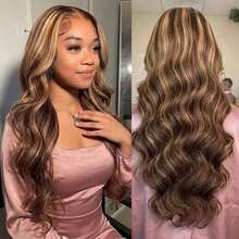 P4/27 Highlight, pelucas de cabello humano ondulado de 34 pulgadas para mujer, peluca frontal de encaje transparente HD 13x4, pre-arrancada, color rubio miel degradado, pelucas de cabello virgen brasileño con baby hair, densidad del 200%. - destacado427 - Ver 8