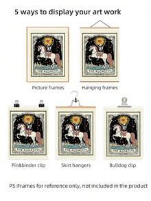 1pc Frameless Tarot Skeleton Gothic Wall Art Poster, Perfect For Dorms, Bedrooms, Parties, With A Minimalist Witchy Vibe, Back-To-School Gift - Frameless - View 7