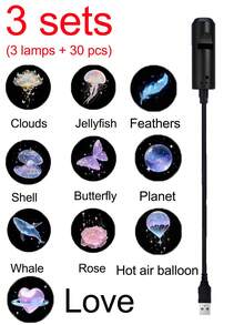 3 Sets USB Starry Sky Projector Lights, 30pcs Interchangeable Slide Galaxy Planet Projector, 360° Flexible Neck Night Light, Car Bedroom Decor Space Projector Lamp, Kids Gift - Projector Light - View 12