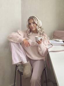 Women's Autumn/Winter New Elegant Pink Ruffle Knit Top, Suitable For Workplace Commute, Office Wear, Business Professional, Daily Casual Autumn - Pink - View 4