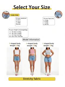 New Low Waist Double Buckle Denim Shorts, Sexy Bodycon Washed Jeans, European And American Style Casual Summer - Medium Wash - View 8
