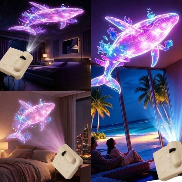 Marine Life LED Projector Light With Shark And Dolphin Patterns, Suitable For Indoor Use, Can Project Images Onto Bedroom Walls And Ceilings, Perfect For Holiday Parties, Birthday Gifts And Valentine's Day Gifts