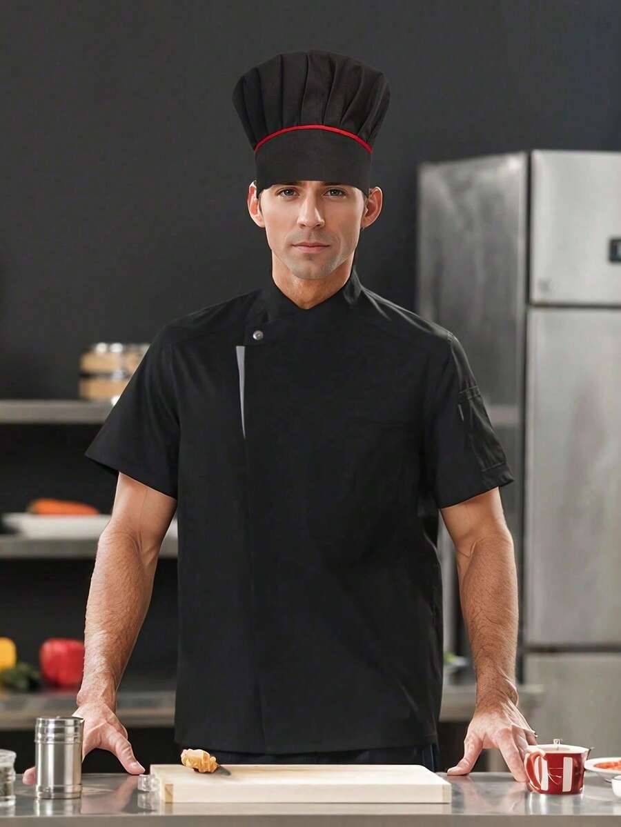 Men's Elastic Chef Hat, Elastic Band Design, Suitable For Restaurant Kitchen, Bakery Store, Cafeteria Cooking, Universal Chef Work Hat - Multicolor - View 1
