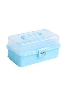 3-Tier Foldable Transparent Storage Box With Bow Detail – Stackable Organizer For Home Desktops; Collapsible & Space-Saving; Portable Handheld Case For Sorting Craft Parts & Sundries; Suitable For Teacher's Day, Christmas, And Halloween. - A - View 11