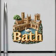 Bath Roman Springs And Drifting Swans In A Courtyard Of Quiet Waters Magnet Where The Warm Breeze Carries A Timeless Romance Keepsake For All Metal Surfaces Throughout The Home - A - View 2