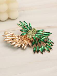 1 Pair Exaggerated Luxury Crystal Leaf Wedding Earrings, Fashionable Elegant Women's Jewelry Gift - Green - View 4