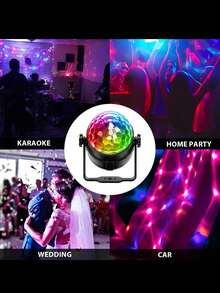 1pc USB Powered RGB Crystal Ball Light With Remote Control, Sound Activated Rotating Stage Atmosphere Light, Suitable For Home, KTV, Birthday, Bar And Club Decoration - Black - View 7