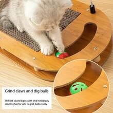 2pcs Cat Scratching Board With Grooming Brush And Arch Toy - Interactive Self-Grooming Station, Soft Bristles, Non-Slip Base And Scratch-Resistant Surface, Suitable For Indoor Cats, Multi-Functional Climbing Toy For Pet Bed And Floor - Multicolor - View 2