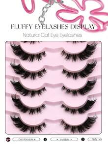 7 Pairs Thick 3D Fox Style False Eyelashes, Handmade Fluffy Fan Shape, Natural Curl With Strong Layered Effect - Multicolor - View 3