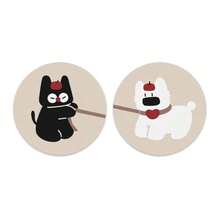 2pcs Cute Dog Leather Car Cup Coaster Winter Anti-Slip Car Water Cup Mat Car Interior Decoration Car Accessories - A - View 5