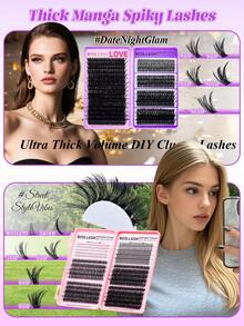 RITALASH 2527/ 592/655/640/384pcs Individual Lash Clusters Kit 4 Trays Volume Lashes With Lash Bond And Seal Lash Remover Lash Tweezer For Travel/Cosply/Daily Use For Beginner Waterproof Resuable Eyelash Extensions At Home - Black - View 4
