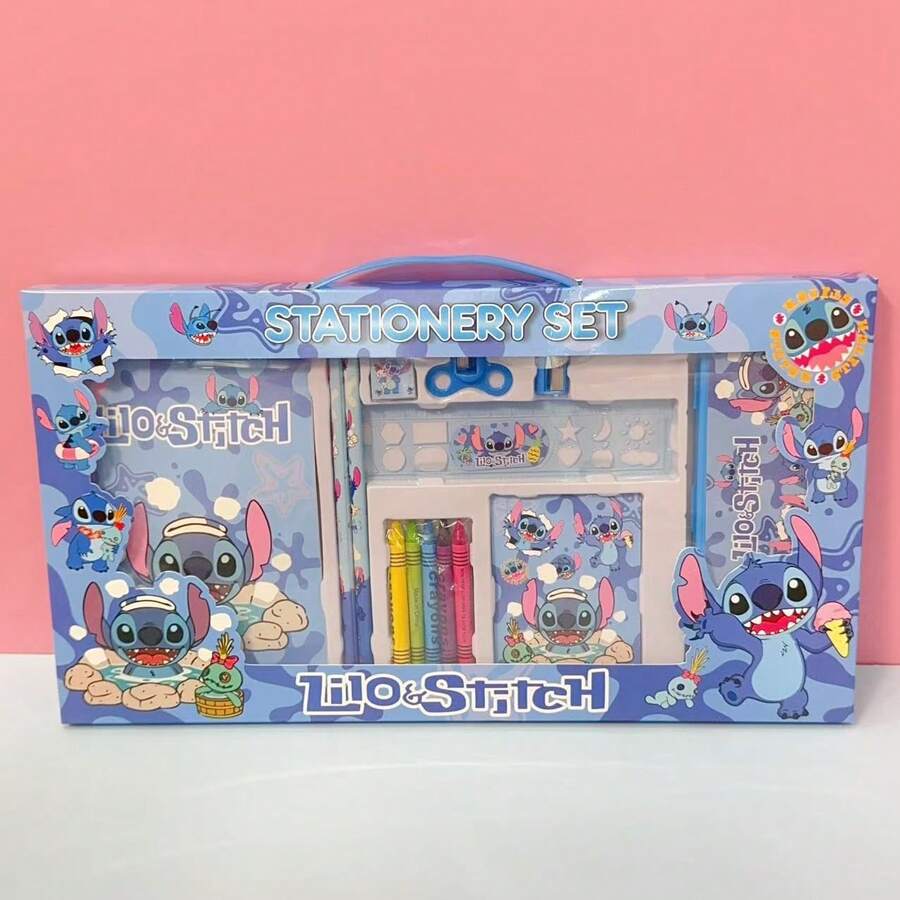 1 Set Popular Stationery Gift Box Set, Suitable For Children And Students Back To School Season, Cute Blue Pattern Theme 6-Color Ballpoint Pens For Classroom Daily Learning, Portable Student Supplies Set, Perfect First Day Of School And Birthday Gift For Toddlers, Essential Classroom Supplies For School Season, Cute Reward Gift For Elementary School Boys And Girls, Random Style - Multicolor - View 1