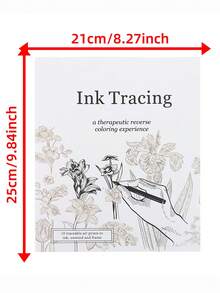 1pc [Ink Tracing Healing Book] 10 Floral Line Art For Tracing And Framing | Adult Stress Relief Art Manual | Reverse Coloring Creative Notebook | Healing Gift For Yourself Or Best Friend - Rectangle - View 6